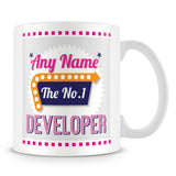 Developer Personalised Mug - No.1 Retro Gift - Pink