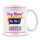 Driver Personalised Mug - No.1 Retro Gift - Pink