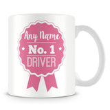 Driver Mug - Personalised Gift - Rosette Design - Pink