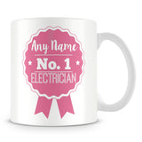 Electrician Mug - Personalised Gift - Rosette Design - Pink