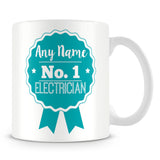 Electrician Mug - Personalised Gift - Rosette Design - Green