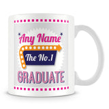 Graduate Personalised Mug - No.1 Retro Gift - Pink