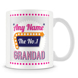 Grandad Personalised Mug - No.1 Retro Gift - Pink