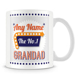 Grandad Personalised Mug - No.1 Retro Gift - Orange