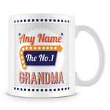 Grandma Personalised Mug - No.1 Retro Gift - Orange