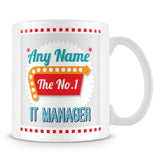 IT Manager Personalised Mug - No.1 Retro Gift - Green