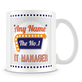 IT Manager Personalised Mug - No.1 Retro Gift - Orange