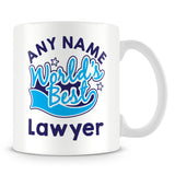 Worlds Best Lawyer Personalised Mug - Blue