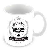 The Worlds Best Managing Director Mug - Laurels Design - Silver