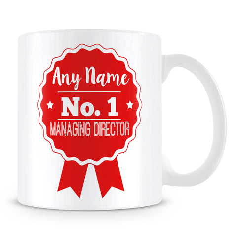 Managing Director Mug - Personalised Gift - Rosette Design - Red