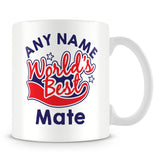 Worlds Best Mate Personalised Mug - Red