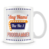 Programmer Personalised Mug - No.1 Retro Gift - Orange