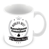 The Worlds Best Recruitment Consultant Mug - Laurels Design - Silver