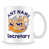 Worlds Best Secretary Personalised Mug - Orange