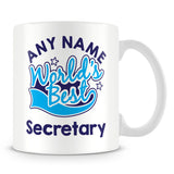 Worlds Best Secretary Personalised Mug - Blue