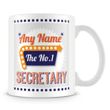 Secretary Personalised Mug - No.1 Retro Gift - Orange