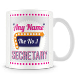 Secretary Personalised Mug - No.1 Retro Gift - Pink