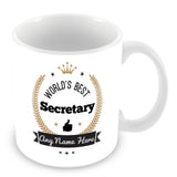 The Worlds Best Secretary Mug - Laurels Design - Gold