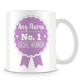 Social Worker Mug - Personalised Gift - Rosette Design - Purple