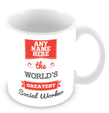 The Worlds Greatest Social Worker Personalised Mug - Red