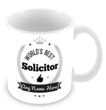 The Worlds Best Solicitor Mug - Laurels Design - Silver