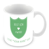 Best Son Mug - Award Shield Personalised Gift - Green