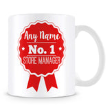 Store Manager Mug - Personalised Gift - Rosette Design - Red