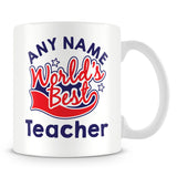 Worlds Best Teacher Personalised Mug - Red