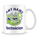 Worlds Best Technician Personalised Mug - Green