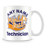 Worlds Best Technician Personalised Mug - Orange