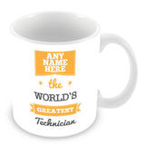 The Worlds Greatest Technician Personalised Mug - Orange