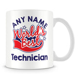 Worlds Best Technician Personalised Mug - Red