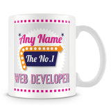 Web Developer Personalised Mug - No.1 Retro Gift - Pink