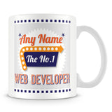 Web Developer Personalised Mug - No.1 Retro Gift - Orange