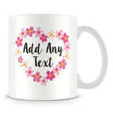 Flower Love Heart Personalised Mug