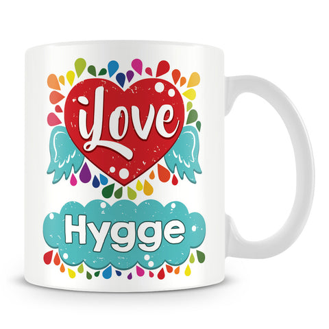 I Love Hygge Personalised Mug - Rainbow design