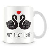 Swans Romantic Personalised Mug