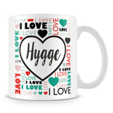 I Love Hygge Personalised Mug - Heart design