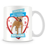 I Love My Staffordshire Bull Terrier Dog Personalised Mug - Blue